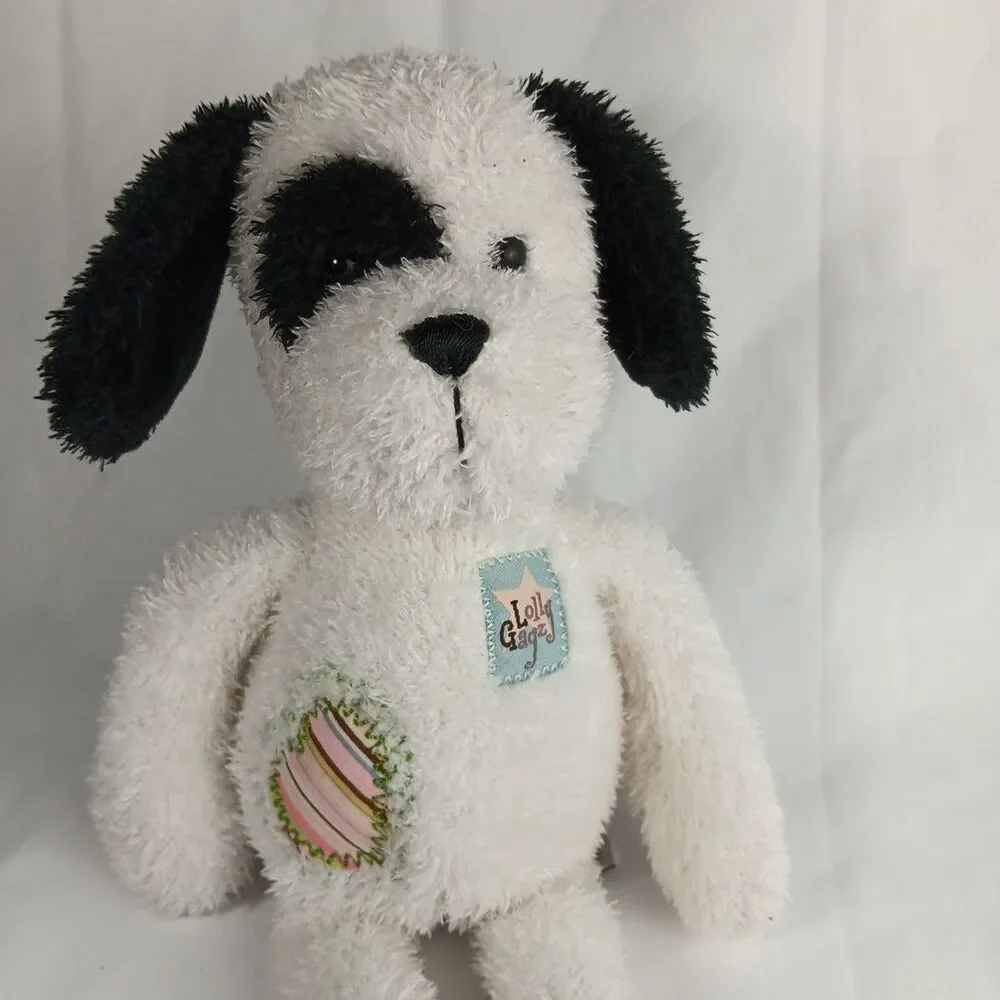 Aurora Plush Dog Puppy Lolly Gagz White w/ Patches Floppy Long Legs Lovey Pup
